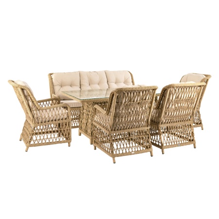 Комплект RIVIERA (Кресло 4шт, Диван 3-местный 1шт, стол 100х180хН76)