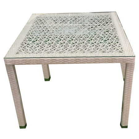 Стол TURIN ажурный квадратный (разборный) со стеклом