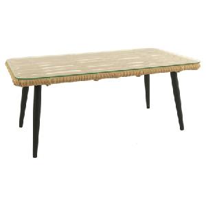 Стол журнальный LIANA со стеклом (110х61хН46, Эрба плессе грано, Алюминий, Накладное стекло закаленное 6 мм )