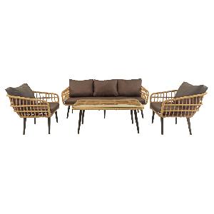 Комплект LIANA лаунж (Диван 3-местный, 2 кресла, стол журнальный) (Эрба плессе грано, Алюминий , estera шоколадный)