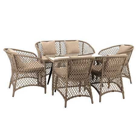 Комплект AURA 4+1+1 (Кресло 4 шт, диван 2-местный, стол кофейный 60х110)