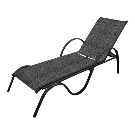 BA001 Шезлонг BARCELONA текстилен 2х2 dark grey,  каркас черный