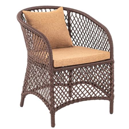 Кресло AURA с комплектом подушек (60х67хН80, Эрба стейпл коричневый, Сталь, estera тауп)