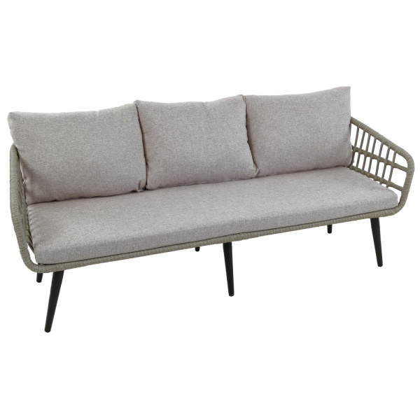 Диван LIANA 3-местный с комплектом подушек (174х68,5хН66,5, Эрба плессе графит, Алюминий, estera светло-серый)