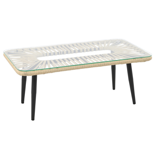 Стол журнальный LIMA со стеклом (110х61хН46, Эрба стейпл грано, Сталь, Накладное стекло закаленное 6 мм )