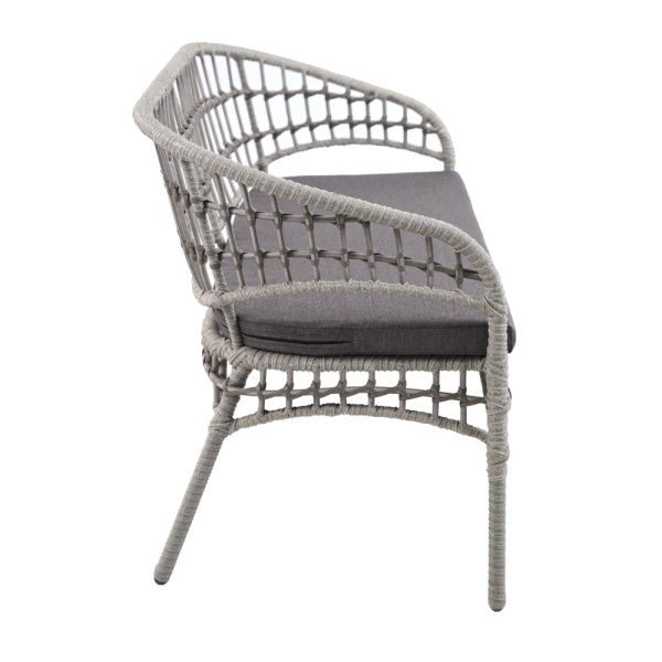 Комплект AURA lite tubo (2 кресла, диван 2-местный, стол кофейный)  (Трубка 10-13 мм графит, Сталь , estera темно-серый)