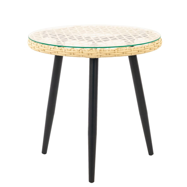 Комплект (Стул AURA 2шт, Стол кофейный AURA|NUAR D60хH60) (Эрба стейпл айвори, Сталь , )