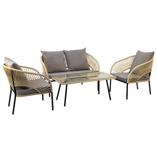 Комплект LUNA лаунж (2 кресла, диван 2-местн, стол журнальный)