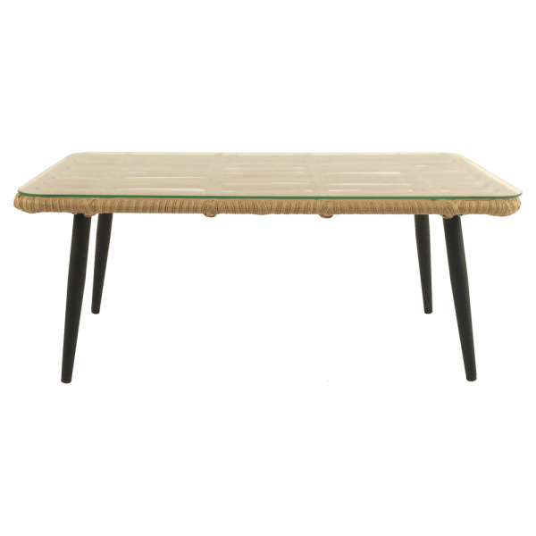 Стол журнальный LIANA со стеклом (110х61хН46, Эрба плессе грано, Алюминий, Накладное стекло закаленное 6 мм )