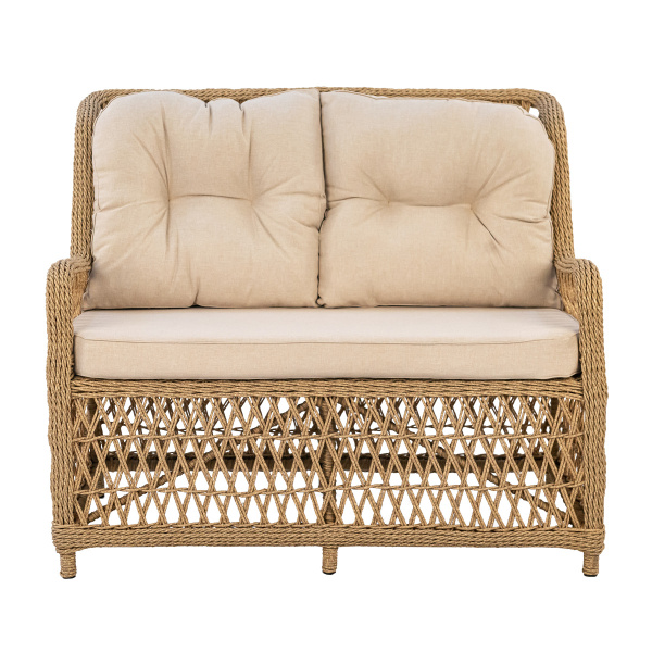 Диван RIVIERA 2-местный с комплектом подушек (120х83хН102, Эрба твист грано, Алюминий, Prima песочный)