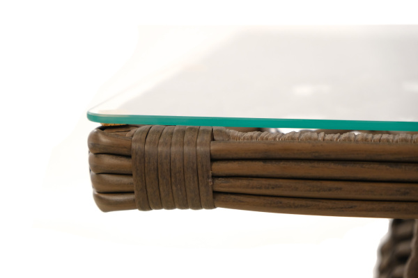 Стол кофейный BRONTE 70х110хH60 со стеклом (сталь) (70x110xH60, Трубка 10-13 мм темно-коричневый, Сталь, , Стекло закаленное 6 мм)