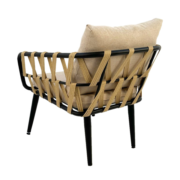 Кресло LIMA с комплектом подушек (68х68хН68, Эрба стейпл грано, Сталь, estera песочный)