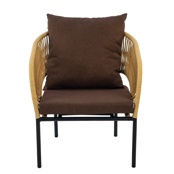 Кресло LUNA с комплектом подушек (71х75хН80, Эрба стейпл грано, Сталь, estera шоколадный)