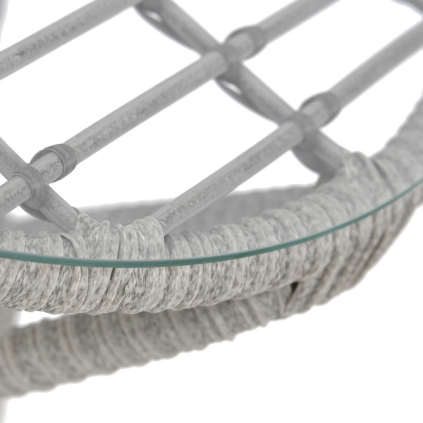 Стол кофейный AURA lite tubo со стеклом (d61х58,5, Трубка 10-13 мм графит, Сталь, Накладное стекло закаленное 6 мм )