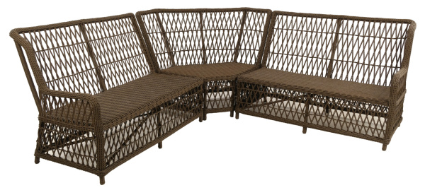 Диван RIVIERA 2-местный угловой левый с комплектом подушек (84х147хН103, Эрба твист коричневый, Алюминий, Prima охра)