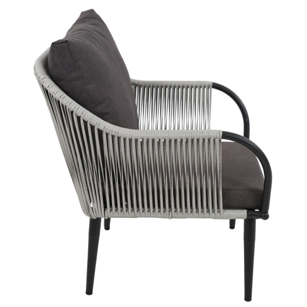 Комплект NUAR лаунж разборный (Диван 2-местный, 2 кресла, стол журнальный) (Эрба стейпл графит, Сталь , estera темно-серый)