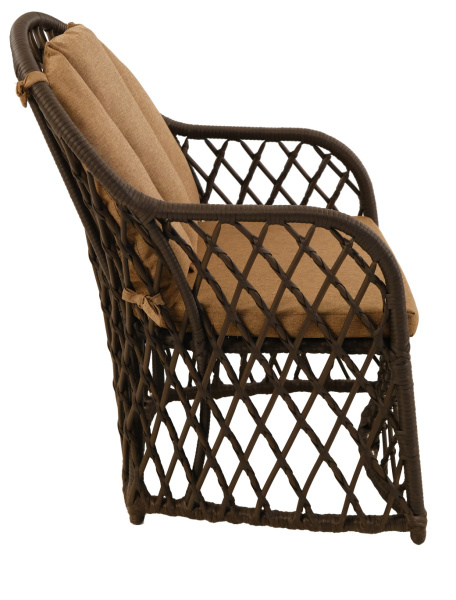 Кресло BRONTE с комплектом подушек (алюминий) (62х78хН92,5, Трубка 10-13 мм темно-коричневый, Алюминий, estera песочный)