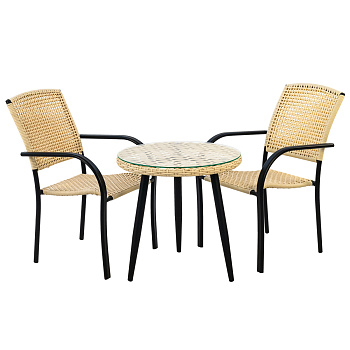 Комплект (Стул БРУТ 2шт, Стол кофейный АУРА/НУАР D60хH60)