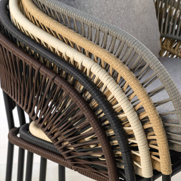 Кресло LUNA с комплектом подушек (71х75хН80, Эрба стейпл грано, Сталь, estera шоколадный)