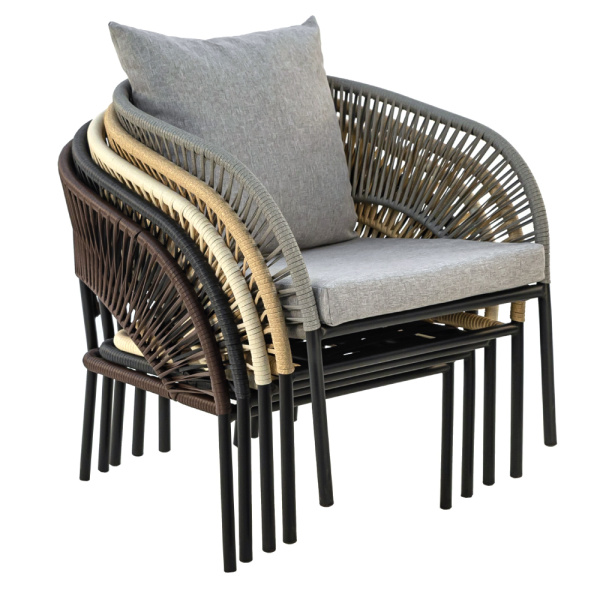 Кресло LUNA с комплектом подушек (71х75хН80, Эрба стейпл грано, Сталь, estera шоколадный)