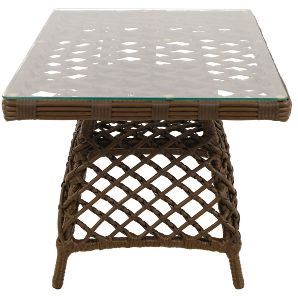 Стол кофейный BRONTE 70х110хH60 со стеклом (сталь) (70x110xH60, Трубка 10-13 мм темно-коричневый, Сталь, , Стекло закаленное 6 мм)