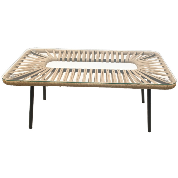 Стол журнальный LIMA со стеклом (110х61хН46, Эрба стейпл грано, Сталь, Накладное стекло закаленное 6 мм )