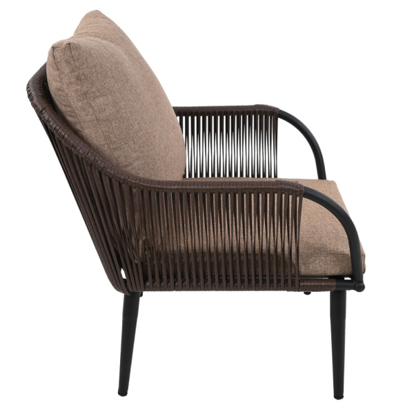 Комплект NUAR лаунж разборный (Диван 2-местный, 2 кресла, стол журнальный) (Эрба стейпл коричневый, Сталь , estera тауп)
