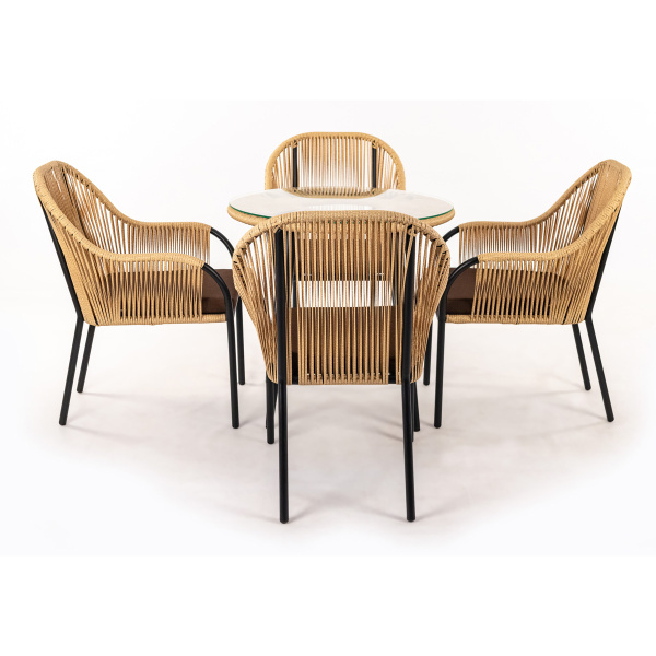 Комплект NUAR обеденный (4 стула, стол обеденный d80хН76)