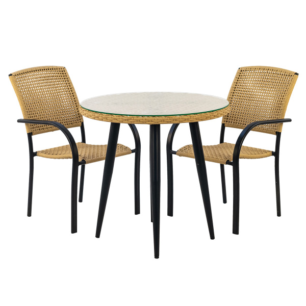 Комплект (Стул BRUT 2шт, Стол обеденный AURA d80)