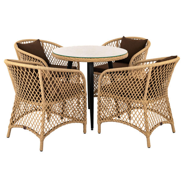 Стол обеденный AURA круглый со стеклом