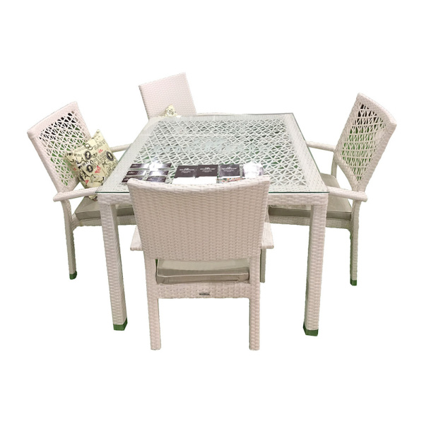 Стол TURIN ажурный квадратный (разборный) со стеклом