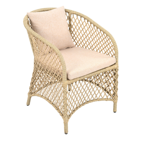 Комплект AURA 2+1 (Кресло 2 шт, стол кофейный D60). (Эрба стейпл грано, Сталь , estera песочный)