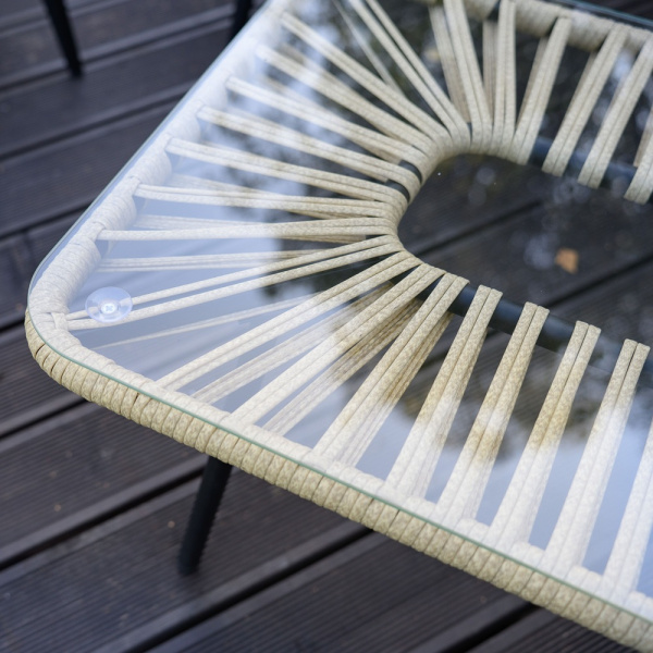 Стол журнальный LIMA со стеклом (110х61хН46, Эрба стейпл грано, Сталь, Накладное стекло закаленное 6 мм )