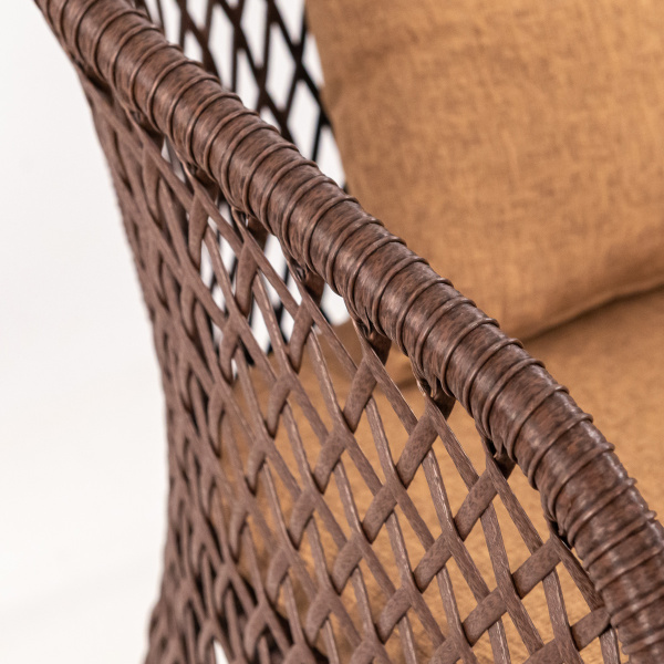 Диван AURA 2-местный с комплектом подушек (130х65хН80, Эрба стейпл коричневый, Сталь, estera тауп)