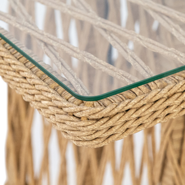 Стол обеденный RIVIERA со стеклом. (100х180х76, Эрба твист грано, Алюминий, Разборный, Стекло закаленное 6 мм)