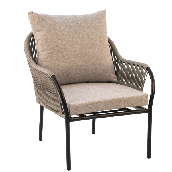 Комплект NUAR3 лаунж (диван 3-местный, 2 кресла, стол журнальный) (Эрба стейпл графит, Сталь Чёрный, estera св. серый)