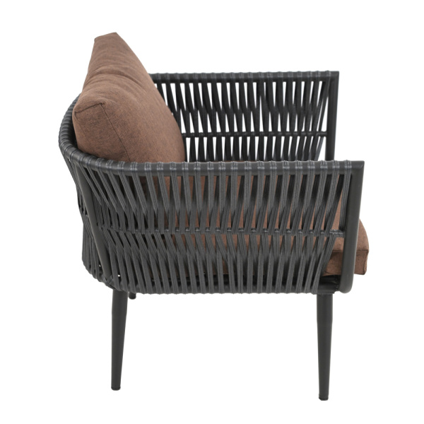 Кресло TINTO st с комплектом подушек (76х76хН68, Эрба плессе черный, Сталь, estera шоколадный)