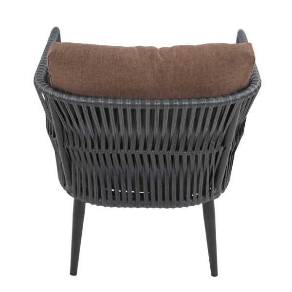 Кресло TINTO st с комплектом подушек (76х76хН68, Эрба плессе черный, Сталь, estera шоколадный)