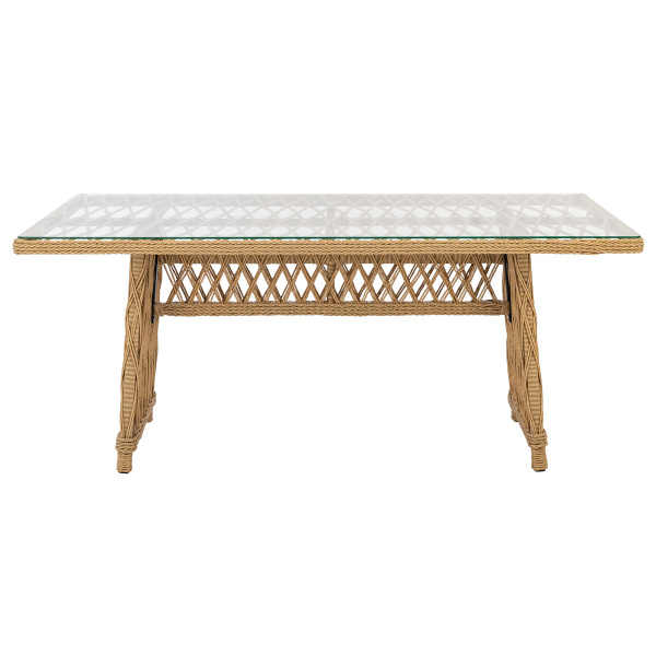 Стол обеденный RIVIERA со стеклом. (100х180х76, Эрба твист грано, Алюминий, Разборный, Стекло закаленное 6 мм)