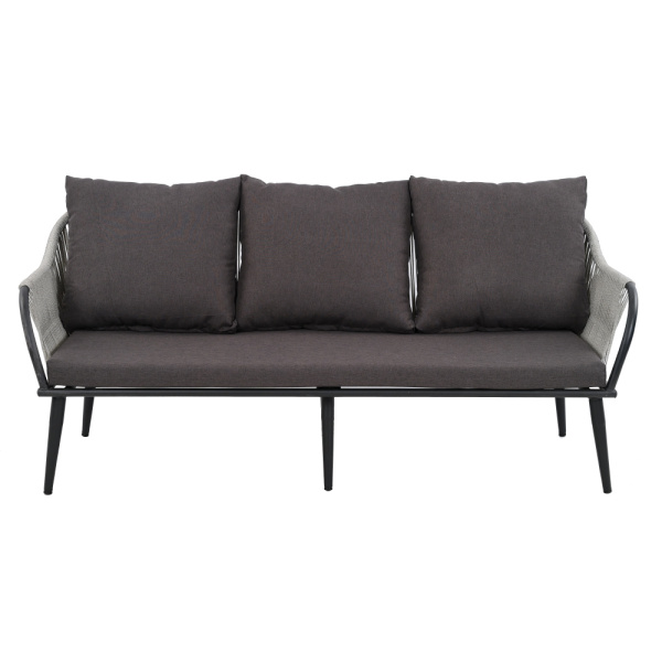 Комплект NUAR3 лаунж разборный (диван 3-местный, 2 кресла, стол журнальный) (Эрба стейпл графит, Сталь , estera темно-серый)