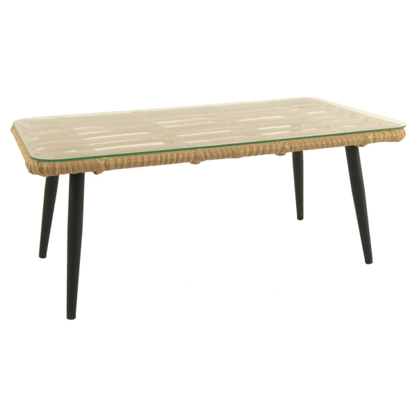 Стол журнальный LIANA со стеклом (110х61хН46, Эрба плессе грано, Алюминий, Накладное стекло закаленное 6 мм )