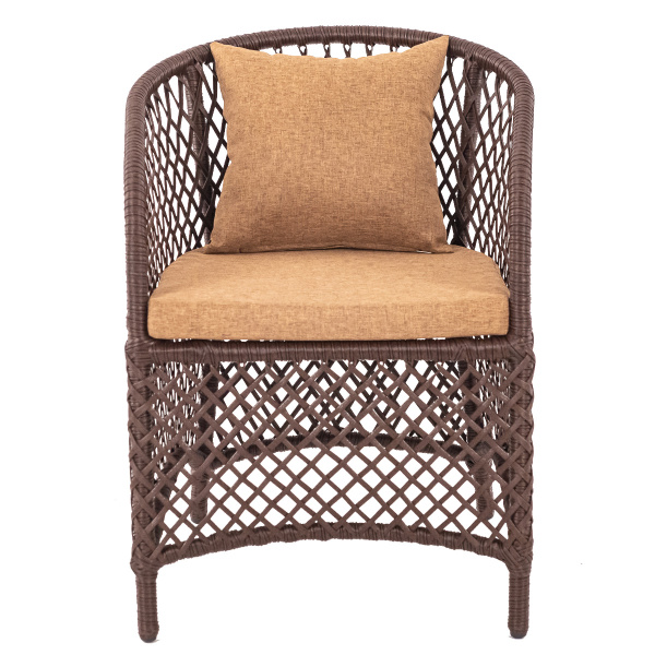 Кресло AURA с комплектом подушек (60х67хН80, Эрба стейпл коричневый, Сталь, estera тауп)